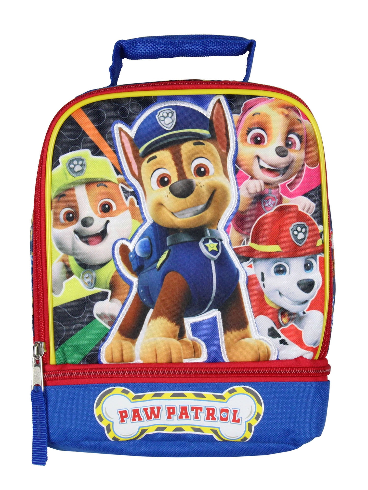 Paw Patrol Lunch Box Skye Rubble Chase Marshall Insulated Dual Compartment Kids Lunch Bag Tote 10"