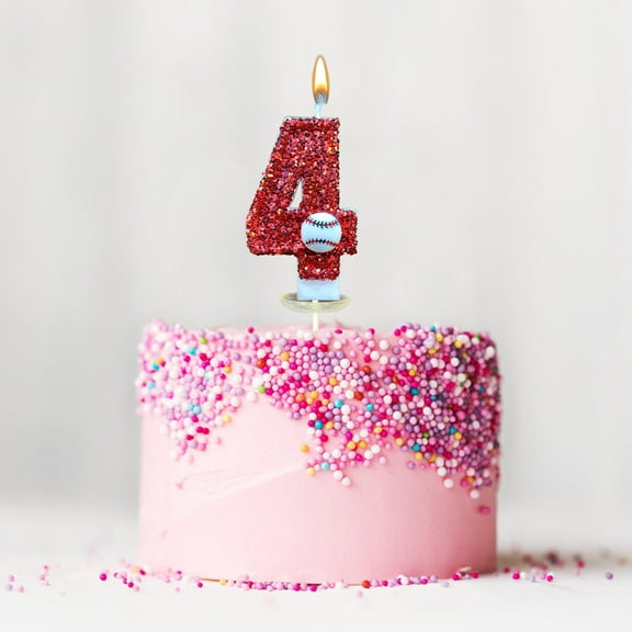 CxhicLuv Baseball Birthday Cake Topper Candle, Number 9 Red Glitter, Baseball-Themed Birthday Party Decoration for Kids & Adults, Cake Decoration & Party Supplies