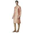 thumbnail image 2 of Ethnix Men's Indian Embroidered Banded Collar Festive Kurta Tunic Pajama Set; Peach; LG, 2 of 4