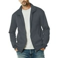 thumbnail image 3 of Jinhomg Mens Fleece Full Zip Up Sweatshirt Casual Mock Neck Jacket Sweatshirts No Hood Lightweight Cardigan Coats with Pockets, 3 of 7