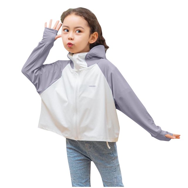 Penkiiy Chicas Chicos Camisa de manga larga Protección Solar Capucha Ligera Entrenamiento Atlético Suéter Top Rash Guard para Niños 4 Años Gris