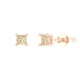 thumbnail image 2 of 0.5 Ct Princess Cut Studs Natural Morganite 14K Rose Solid Solid Gold Everyday Dainty Earrings Push Back, 2 of 7
