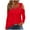 Red, variant on Scyoekwg Women Tops Dressy Casual Fall Shirts Loose Pullover Tops Trendy Comfy Clothes for Women Solid Color V-Neck Off Shoulder Tops Long Sleeve Womens Clothes(Blue,S)