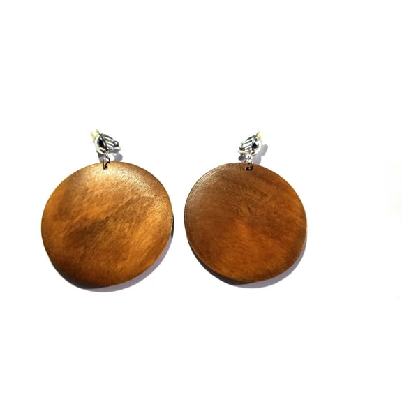 Clip-on Earrings Bohemian Wood Earrings Brown Earrings 3.25 in L