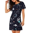 thumbnail image 2 of Balery Galaxy2 Pattern Womens Short Sleeve Sleepshirt Scoopneck Cute Nightdress Comfy Nightgown Loungewear Dress, 2 of 6