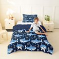 thumbnail image 2 of Feelyou Ink Ocean Shark Twin Comforter Sets for Kids Boys Girls, kawaii Marine Animal Bedding Set, Navy, Blue Reversible, 2-Piece, 2 of 6