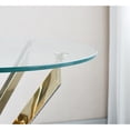 thumbnail image 5 of Modern Round Tempered Glass Coffee Table with Chrome Legs Gold, 5 of 5