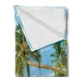 thumbnail image 2 of Ocean Soft Flannel Fleece Blanket, Exotic Beach in the Maldives with Crystal Waters and Palm Trees on the Sand Tropical, Cozy Plush for Indoor and Outdoor Use, 50" x 70", Multicolor, by Ambesonne, 2 of 5