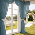 thumbnail image 4 of MKHILL 42x216 Dusty Blue Sheer Scarf Valance, Extra Long 18 Ft Voile Curtain for Wedding Backdrop & Living Room Bedroom Decor, 1 Panel, Dusty Blue, 4 of 8