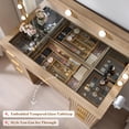 thumbnail image 6 of Merluxy 47.2" Girls Vanity Desk with Large Mirror and Adjustable LED Lights, 7 Drawers Makeup Table with Glass Top and Charging Station, Oak, 6 of 10