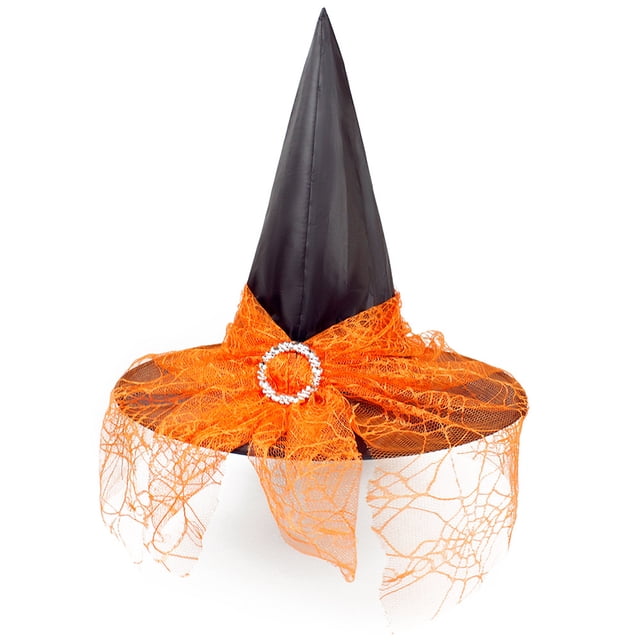 ITFABS Halloween Witch Hat with Mesh Stitching, Sequin Props Decoration