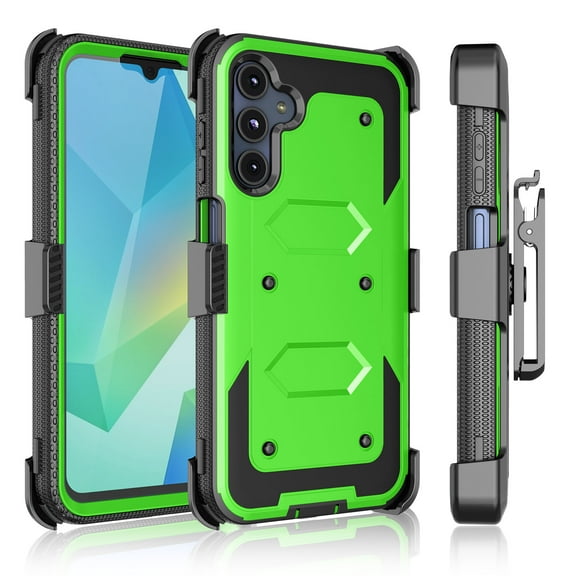 Njjex Motorola Moto G 2024 [5G Only] | XT2417 Holster Case [3-in-1] Military-Grade Drop Protection, Built-in Screen Protector & 360° Rotating Belt Clip Carrying Swivel Defender Full Body Cover-Green