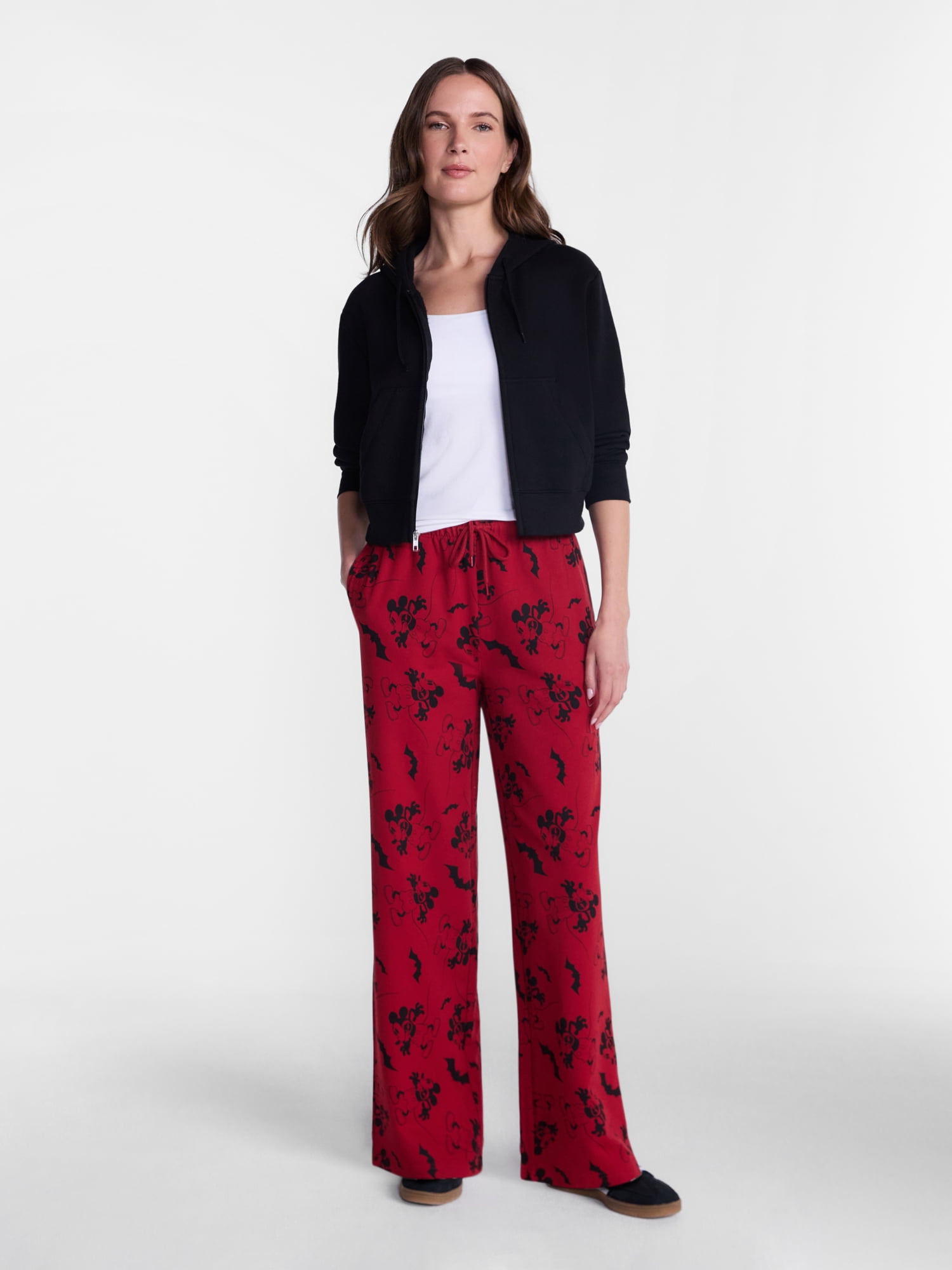 Disney Mickey Mouse Women's Halloween Fleece Wide Leg Jogger Pants, Sizes XXS-XXL