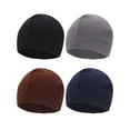 thumbnail image 2 of Gustave 4 Pack Winter Fleece Skull Cap Beanie for Men Women Windproof Watch Caps Warm Thick Helmet Liner Beanies Hat for Outdoor Hiking Skiing Cycling Running "Black/ Gray/ Brown/ Navy", 2 of 8