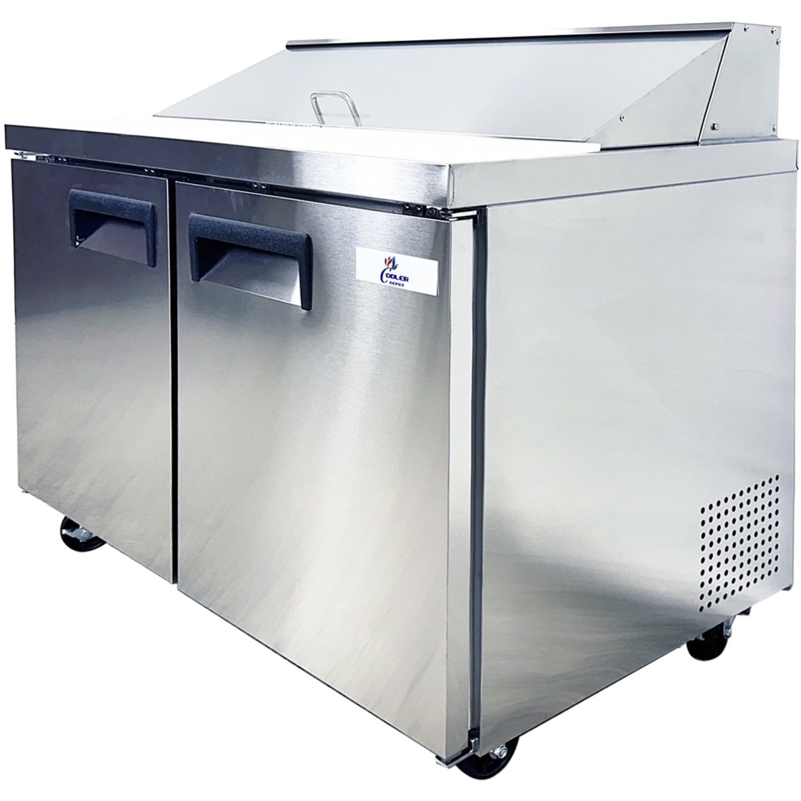 47" Commercial Sandwich & Salad Prep Refrigerator with 2 Doors, Refrigerated Ingredient Rail, 115V