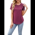 thumbnail image 2 of Camisetas de Corta para Mujer, Blusas Informales de Moda para Verano y . Conjuntos de Vacaciones Modernos. Rojo Carmesí XL, 2 of 10