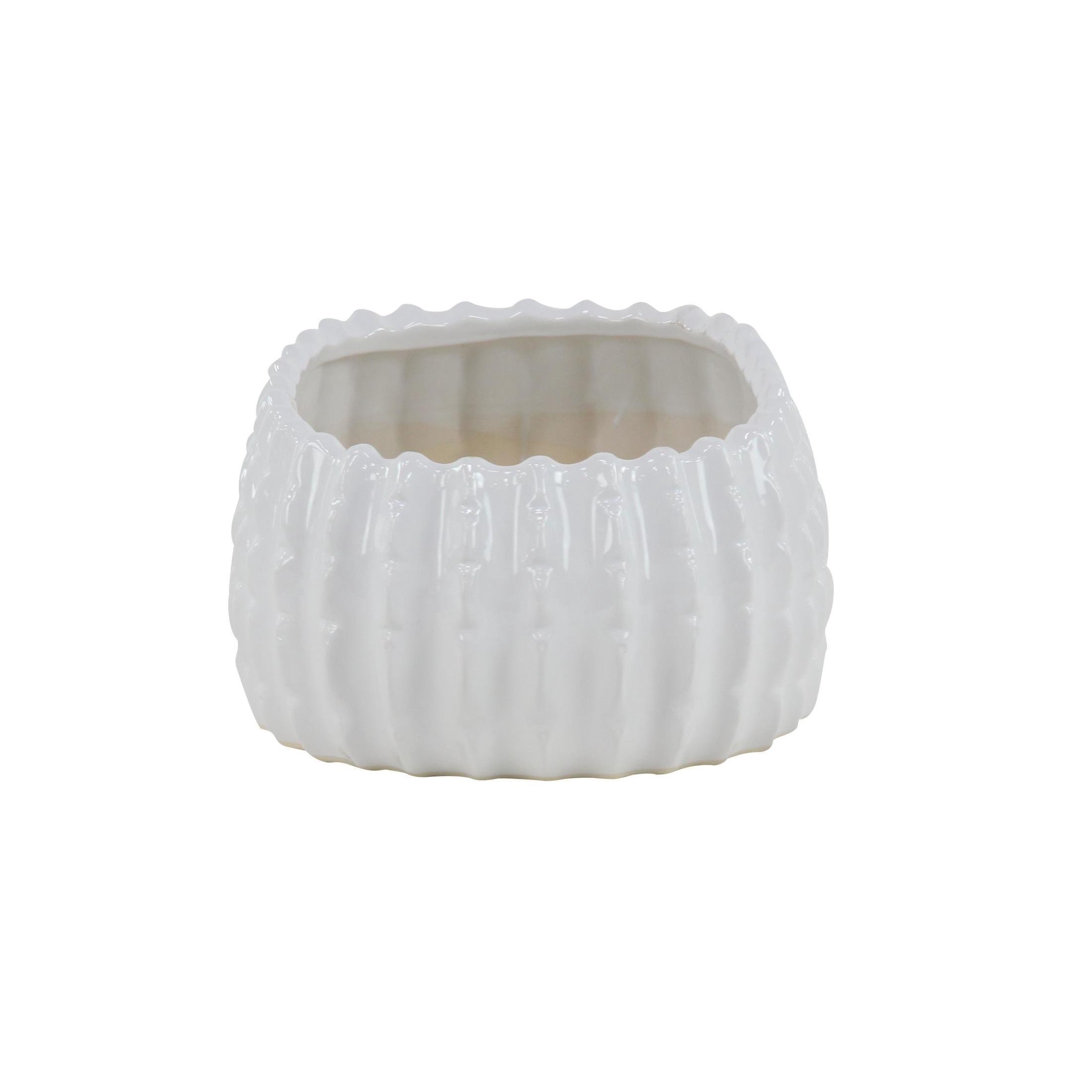 DecMode 17", 13", 8"W White Ceramic Planter (3 Count)