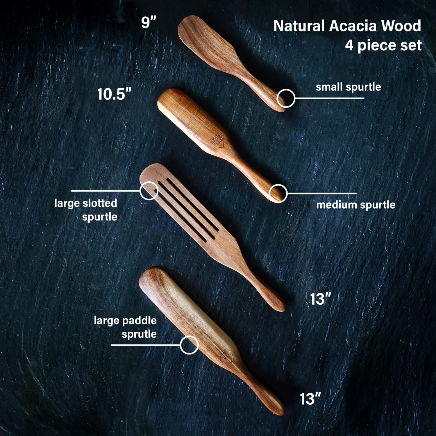 Spurtles Kitchen Tools As Seen on TV Spurtle set Natural Acacia