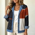 thumbnail image 5 of thefmos Women's Collared Button Front Long Sleeve Jacket Denim Color Block Patchwork Casual Outerwear Fashion Spring Fall Outfit, Black S, 5 of 7