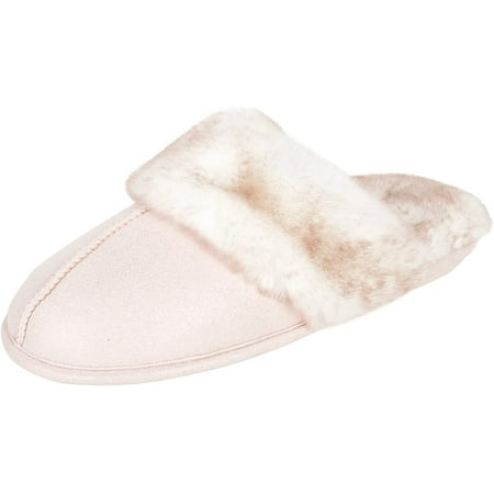 

Women s Comfy Faux Fur House Slipper Scuff Memory Foam Slip on Anti-Skid Sole
