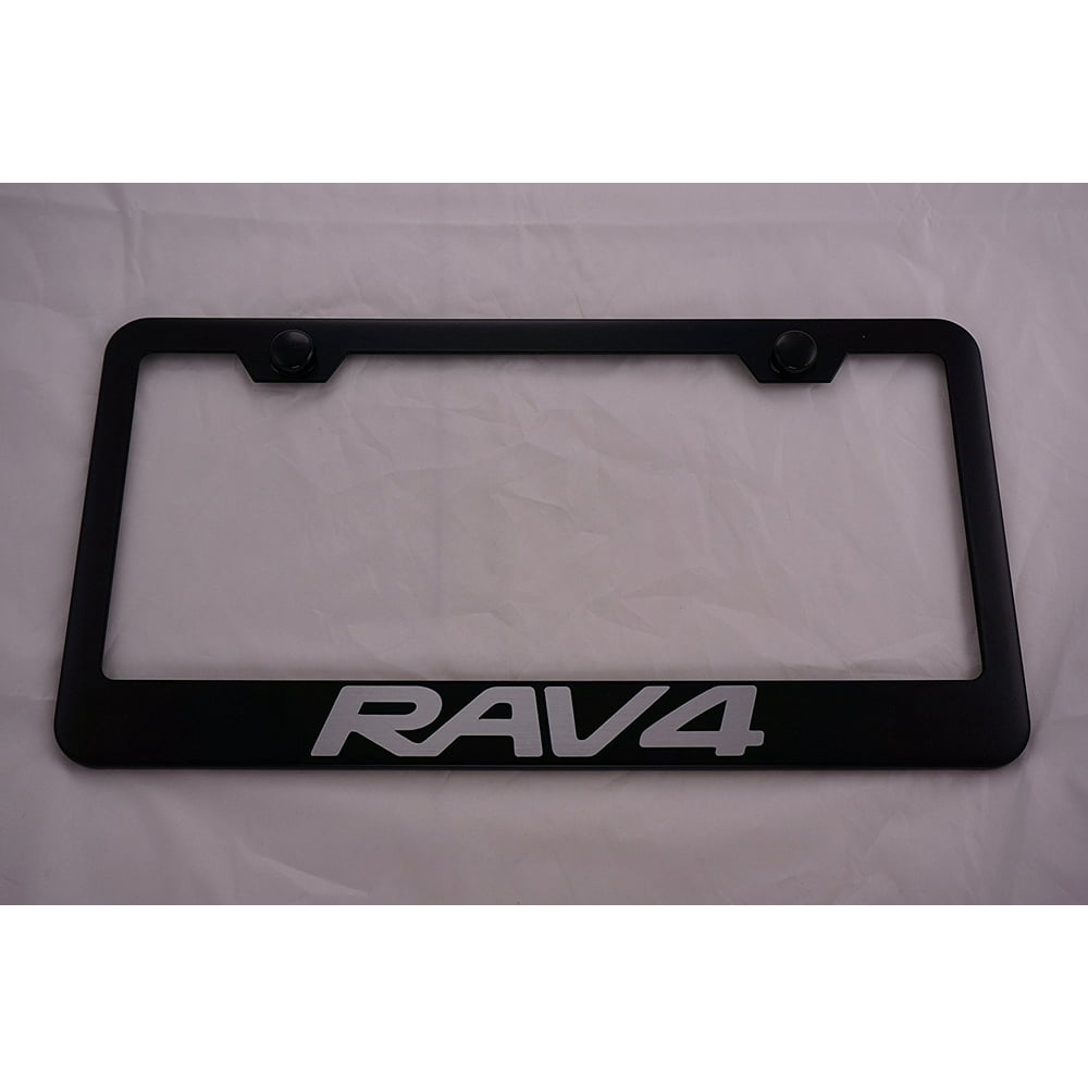 Toyota RAV4 Black License Plate Frame with Caps, By None