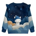 thumbnail image 6 of Xoenoiee Cat Cloud Star Print Toddler Baby Girl Ruffle Sweatshirt Crewneck Long Sleeve Pullover Tops Little Kids Fall Winter Clothes, Size 4-5 Years, 6 of 7