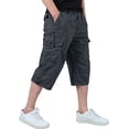 thumbnail image 2 of Dwelliawo Mens 3/4 Long Cargo Shorts Loose Fit Elastic Work Capri Shorts Below Knee Casual with Multi Pockets Gray 3xL, 2 of 5