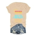 thumbnail image 1 of TSADFHJI T-Shirt Col en V pour Femmes 2024 Décontracté Imprimé T-Shirt Col Rond Manches Courtes m Beige, 1 of 2