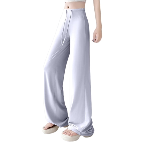Ediodpoh Casual High Waist Wide Leg Sun Proof Breathable Summer Fall Comfortable Loungewear Womens Pants Light Blue L