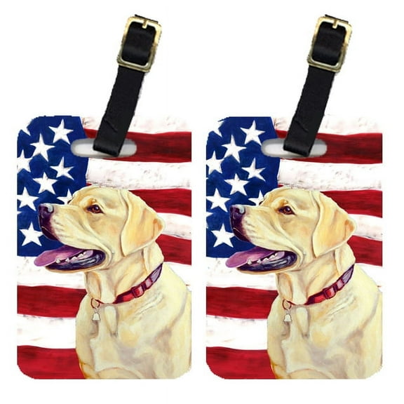 Caroline's Treasures Pair of USA American Flag with Labrador Luggage Tags LH9008BT