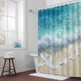 thumbnail image 5 of Blue Ocean White Wave Fabric Shower Curtain Beach Washable Shower Curtains for Bathroom, Waterproof Bath Curtain with Hooks Home Decor 72x72in, 5 of 8