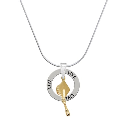 Delight Jewelry Goldtone Graduation Hat Live Ring Charm Necklace, 18"