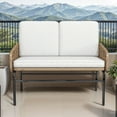 thumbnail image 4 of ModFusion All-Weather Rattan Wicker Double Seat Loveseat Sofa, Versatile Indoor Outdoor Patio Furniture for Bedroom, Living Room Backyard & Poolside, 4 of 9