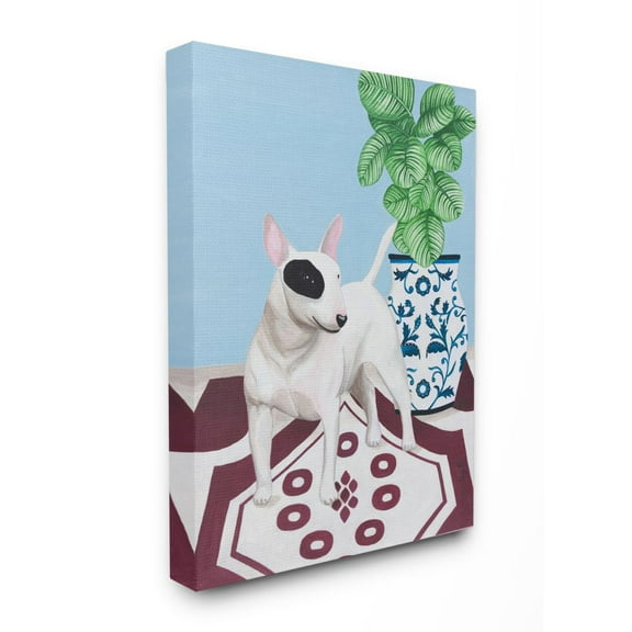 Stupell Home Décor Dog and Vase Animal Pet Painting Canvas Wall Art by Sally B