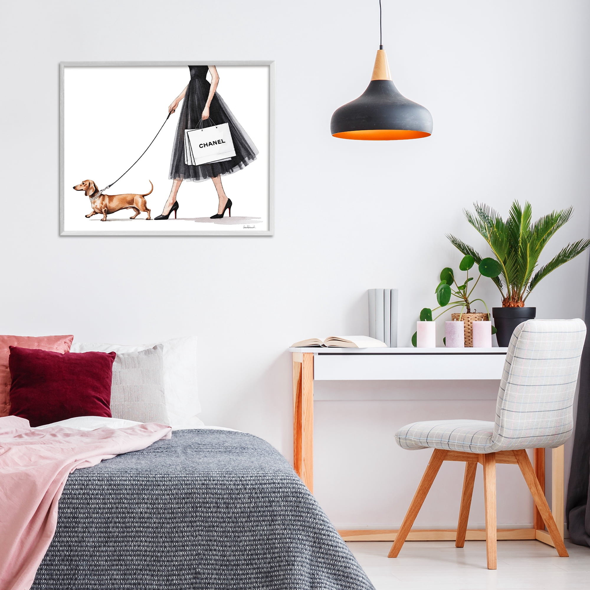 Stupell Industries Glam Dog Walking White Framed Giclee Art, design by Amanda Greenwood