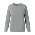 thumbnail image 4 of Chandails de Compression à Manches Longues pour Femmes Col Ras du Cou Unis Plus Chandail Surdimensionné Coupe Ample Pulls Tendance Hauts Légers pour Femmes Grande Taille Gris m, 4 of 5