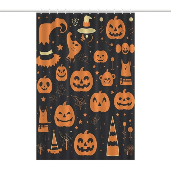 Halloween Ghosts Horror Pumpkin Shower Curtain Cloth Fabric Bathroom Decor with Hooks