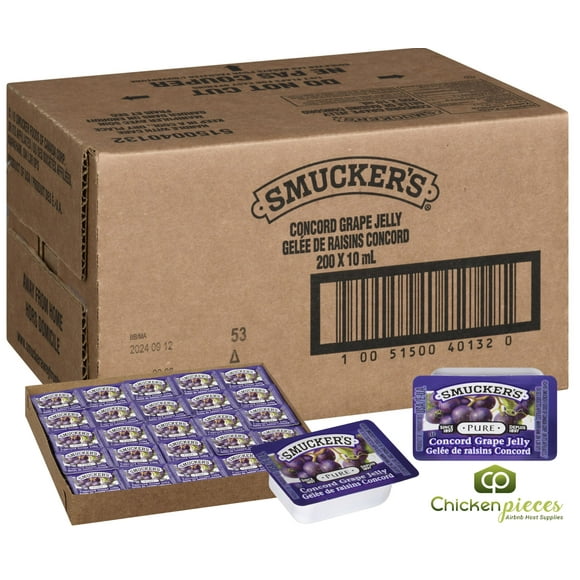 Smuckers Gelée de Raisin Concord Grape 10 Ml/0,5 oz, Coupelles Portion - 200/caisse