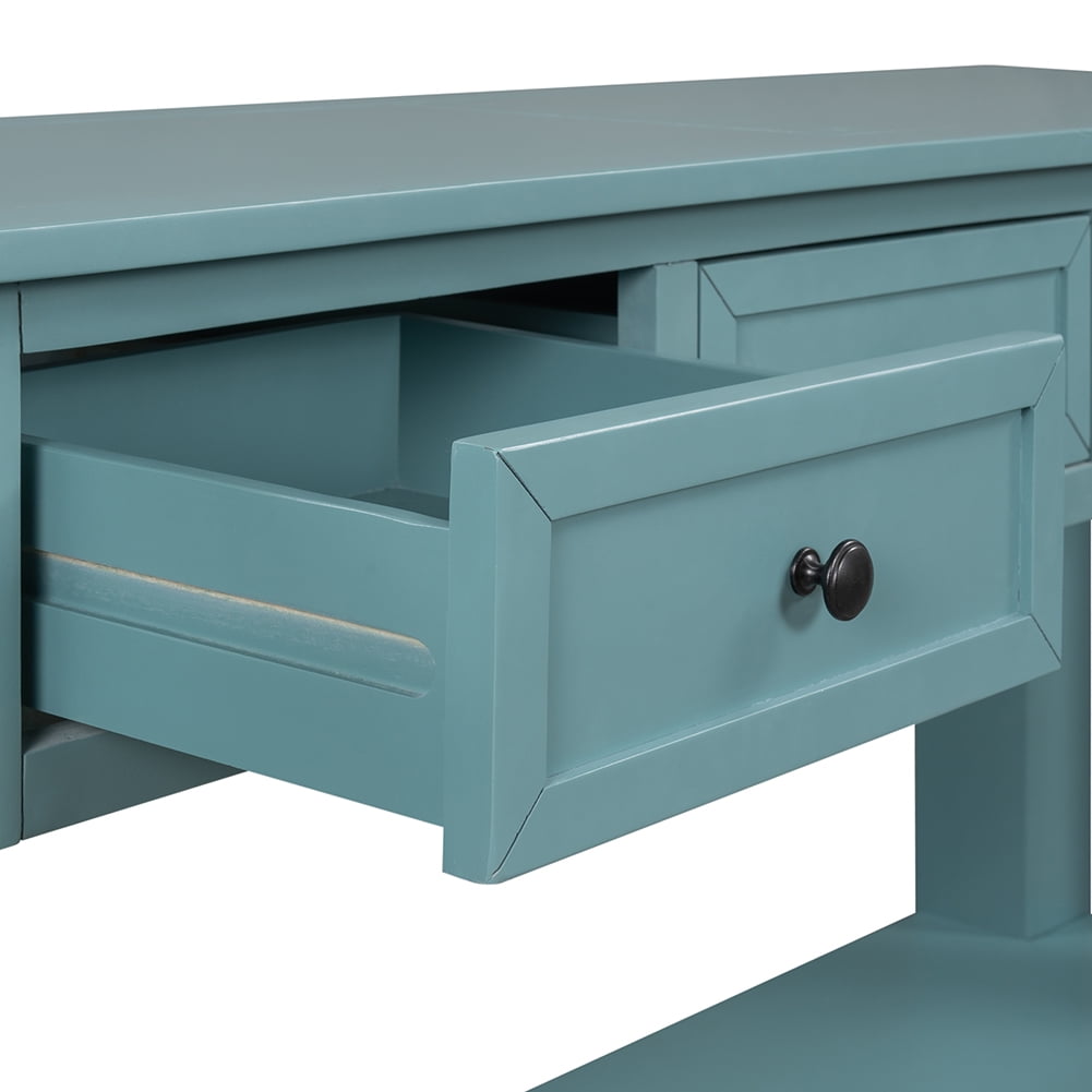 Lowestbest 55" Modern Console Table, Entryway Side Table with 3 Drawers and 1 Shelf for Bedrooms and Hallway (Green) Lowestbest 55" Modern Console Table, Entryway Side Table with 3 Drawers and 1 Shelf for Bedrooms and Hallway (Green)