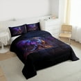 thumbnail image 3 of jejeloiu Magic Animal Dragon Bedding Comforter Set,Ancient Fantasy Theme Twin Comforter Sets,Purple Black Bedding Set For Boy,Microfiber Bedroom Decor Reversible,2 Pieces, 3 of 8
