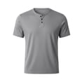 thumbnail image 5 of TKKCS Mens Short Sleeve Henley T-Shirt- Breathable Lightweight Classic 3-Button Placket Daily Wear Casual Summer T-Shirts Gray Size XL, 5 of 5