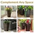 thumbnail image 5 of Sunnydaze 11" x 11" x 20" Square Brown Polyrattan Outdoor Planter with Liner 2-Count, 5 of 12