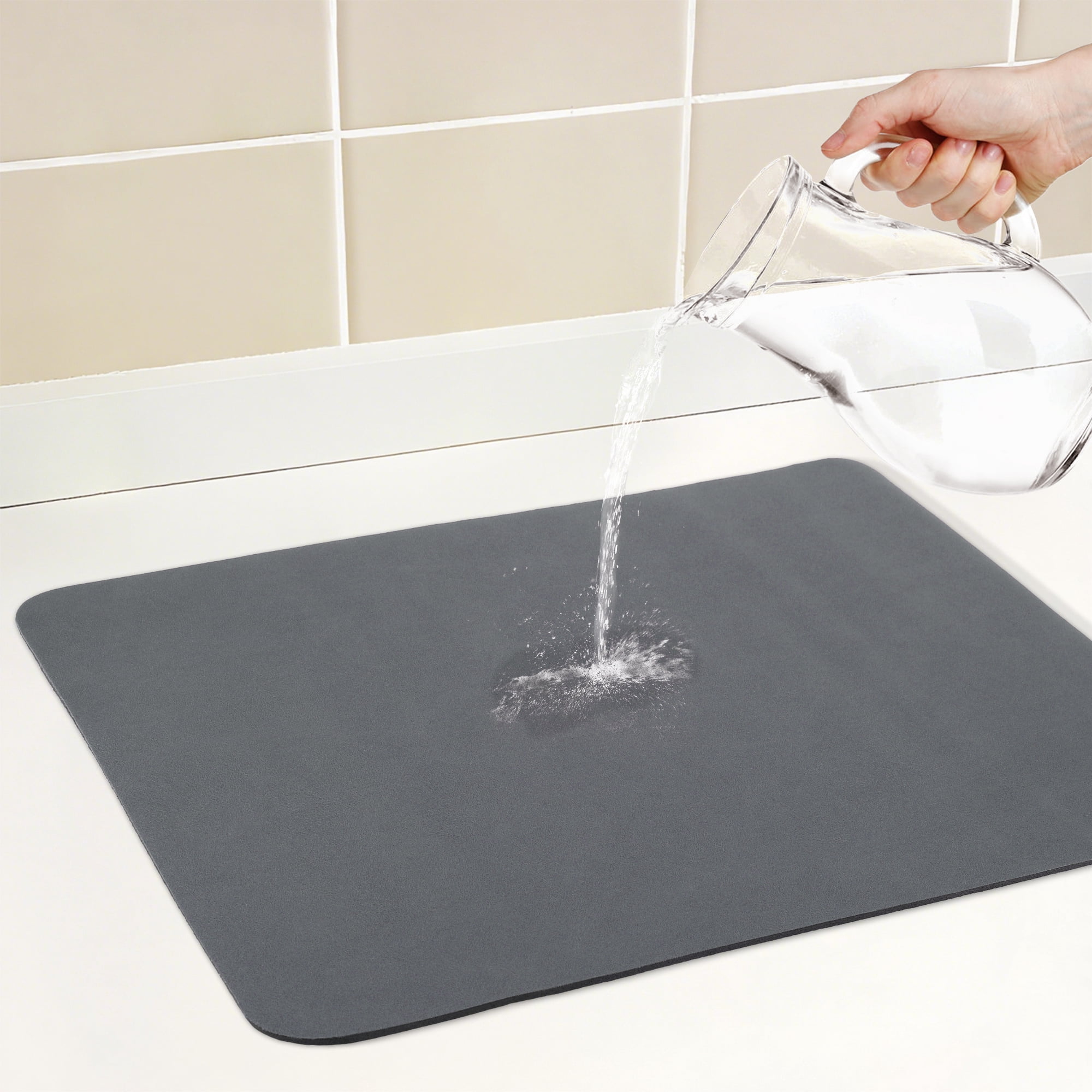 Unique Bargains Diatomaceous Stone Dish Countertop Drying Mat Navy Blue 19.7*15.7 inch