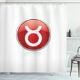 thumbnail image 1 of Zodiac Taurus Shower Curtain, Vibrant Round Circle Astrological Icon of Earth Sign Taurus, Fabric Bathroom Set with Hooks, 69W X 84L Inches Extra Long, Scarlet Pale Grey and White, by Ambesonne, 1 of 3