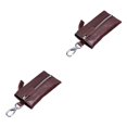 thumbnail image 1 of Qarigey Cartera de cuero Monedero para llaves Llavero Bolsillo para tarjetas de crédito con cremallera Café Café 2piezas Qarigey CBP315756, 1 of 6