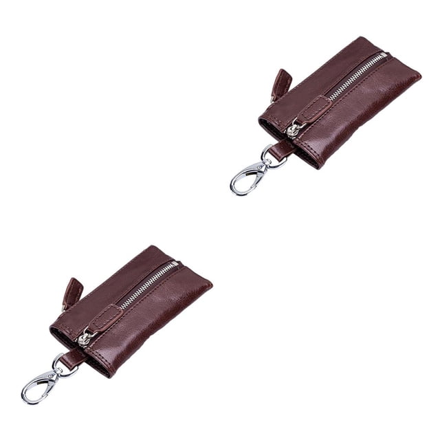 Qarigey Cartera de cuero Monedero para llaves Llavero Bolsillo para tarjetas de crédito con cremallera Café Café 2piezas Qarigey CBP315756
