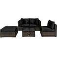 thumbnail image 3 of Patiojoy 5-Piece Outdoor Patio Sectional Rattan Sofa Set with Soft Back and Seat Cushion Black, 3 of 6
