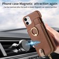 thumbnail image 5 of Compatible for iPhone 11 Zipper Wallet Case with Card Holder, Rotation Ring [Two-Way Kickstand], PU Leather Card Slots RFID Blocking Protection Shockproof Purse Case, Brown, 5 of 10