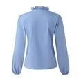 thumbnail image 3 of Daeful Women Shirts V Neck Tops Office Ruffled Casual Blouse Blue XXL, 3 of 8