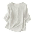 thumbnail image 5 of Endives Women's Cotton Linen Shirts Fashion Casual Solid Color Pleated Tops Shirts T Shirts, 5 of 8